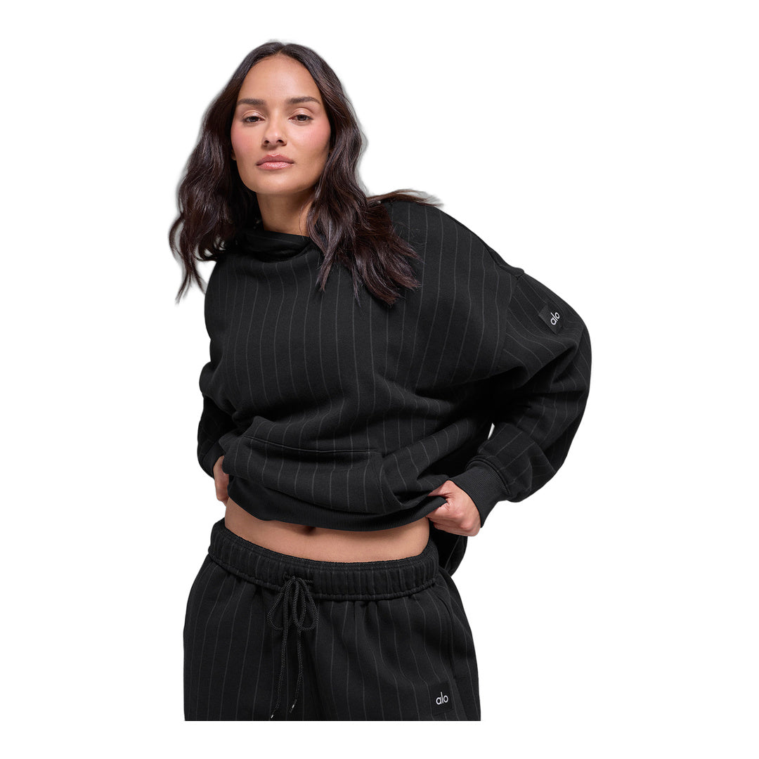 alo Pinstripe Hoodie - Black Pinstripe