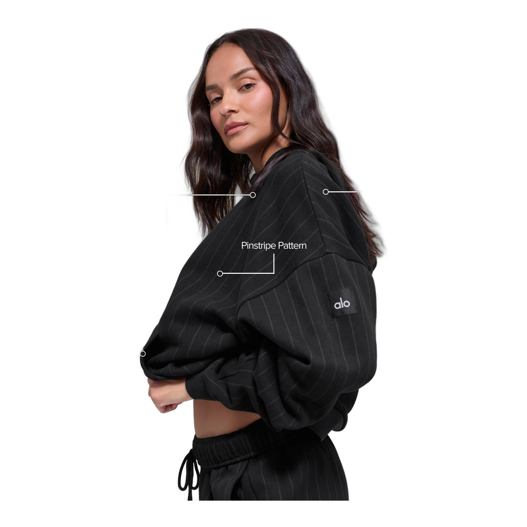 alo Pinstripe Hoodie - Black Pinstripe