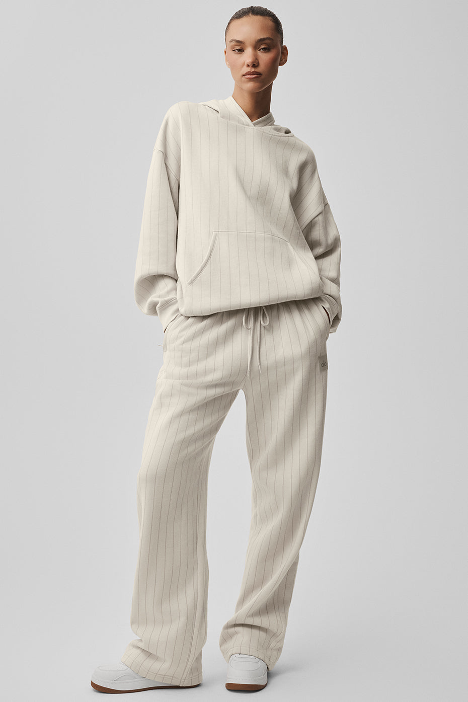 alo Pinstripe Hoodie - Bone Pinstripe