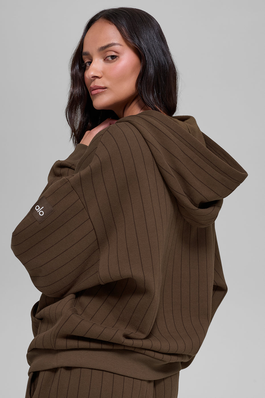 alo Pinstripe Hoodie - Espresso Pinstripe
