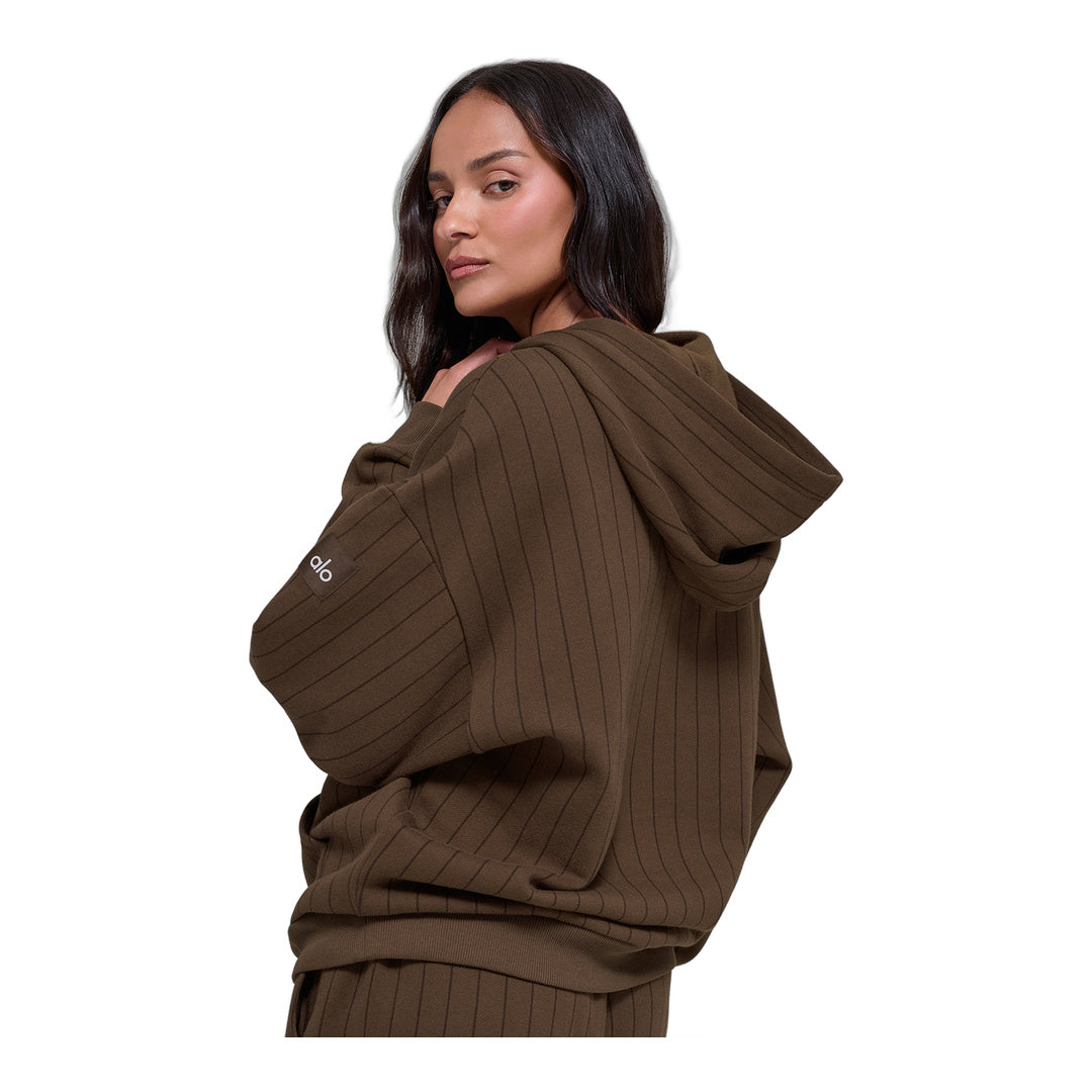 alo Pinstripe Hoodie - Espresso Pinstripe