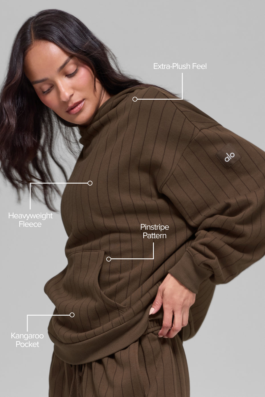 alo Pinstripe Hoodie - Espresso Pinstripe