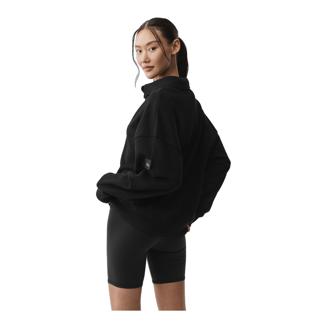 alo Take It Easy Long Sleeve Henley Pullover - Black