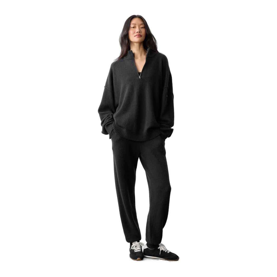 alo Wool Cashmere New Class 1/4 Zip Pullover - Black