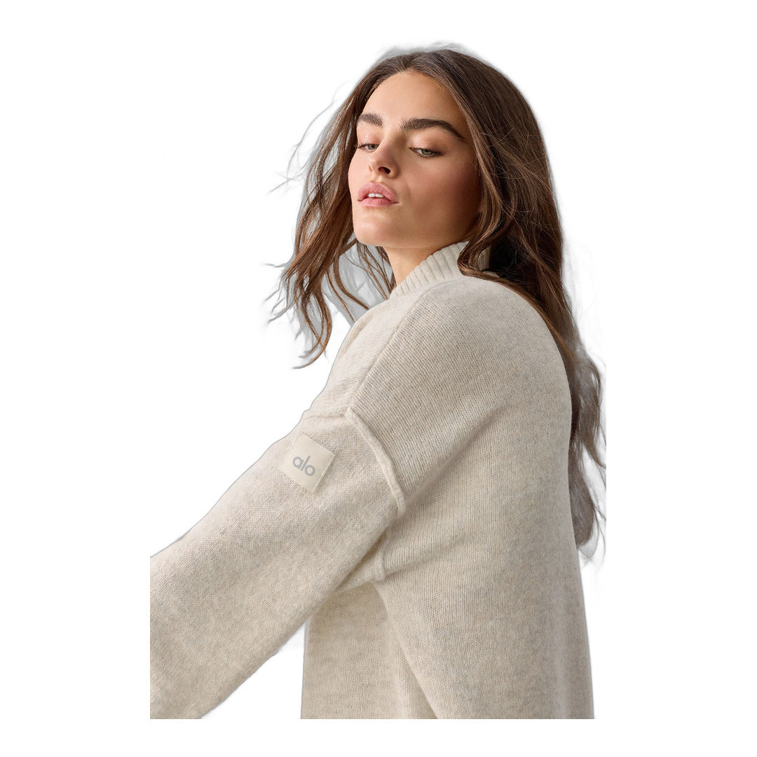 alo Wool Cashmere New Class 1/4 Zip Pullover - Oatmeal Heather