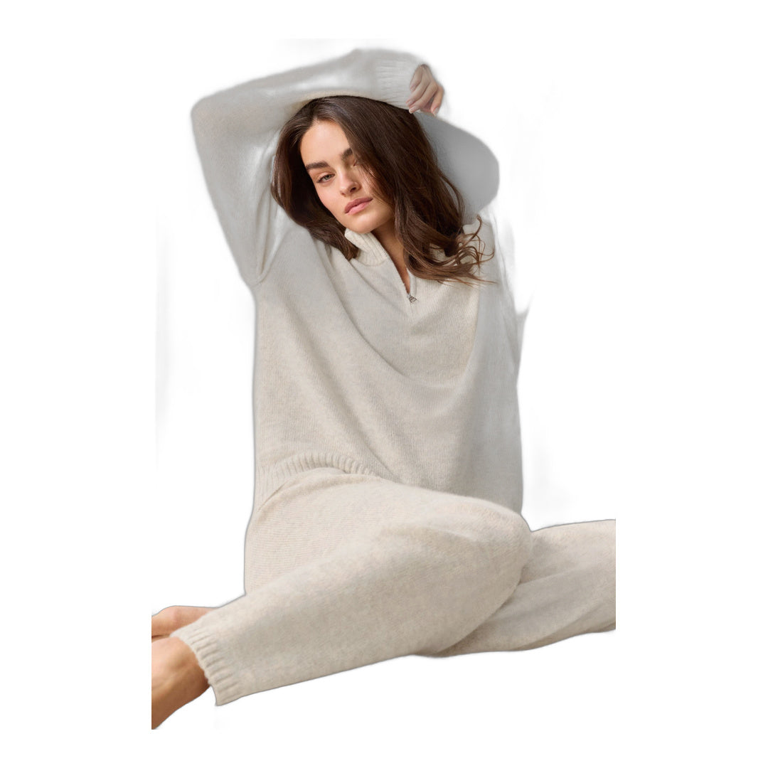 alo Wool Cashmere New Class 1/4 Zip Pullover - Oatmeal Heather