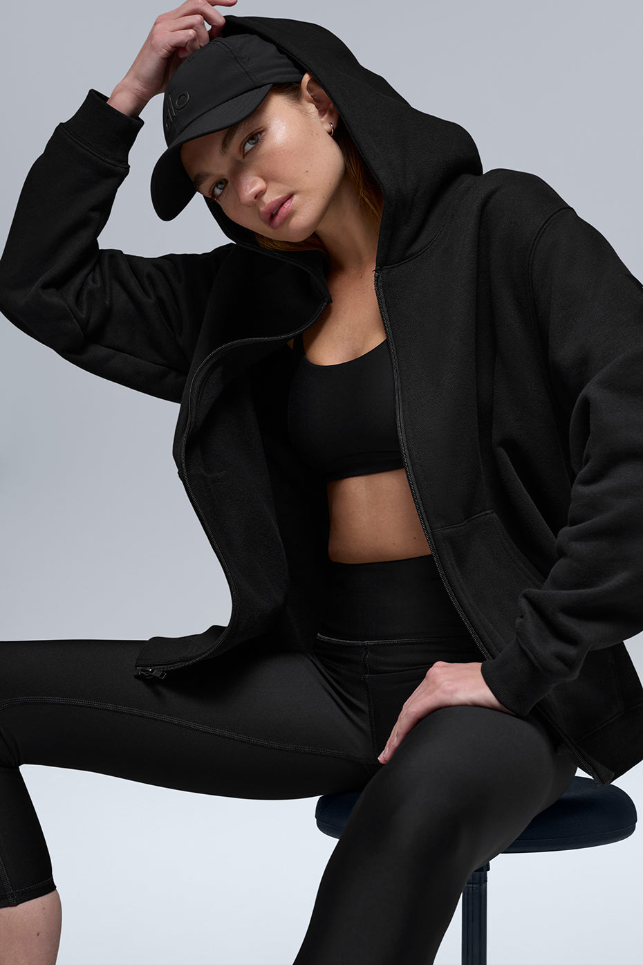 alo Renown Heavy Weight Full Zip Hoodie - Black