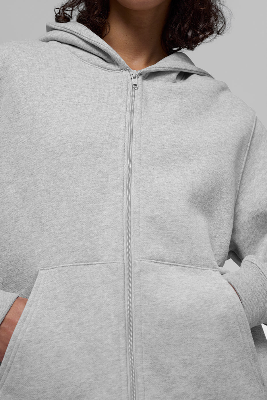 alo Renown Heavy Weight Full Zip Hoodie - Athletic Heather Grey