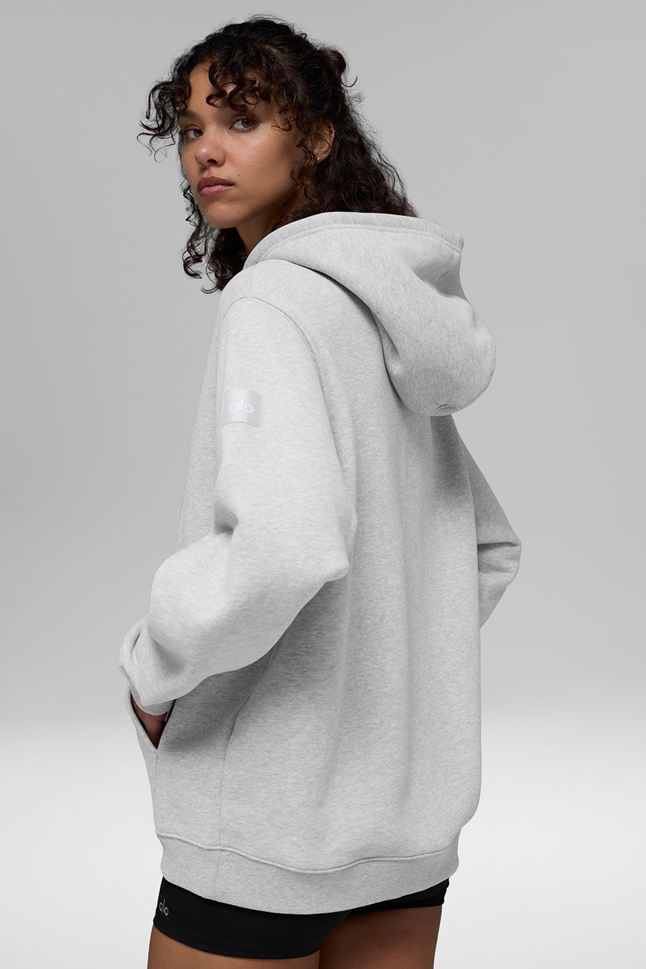 alo Renown Heavy Weight Full Zip Hoodie - Athletic Heather Grey