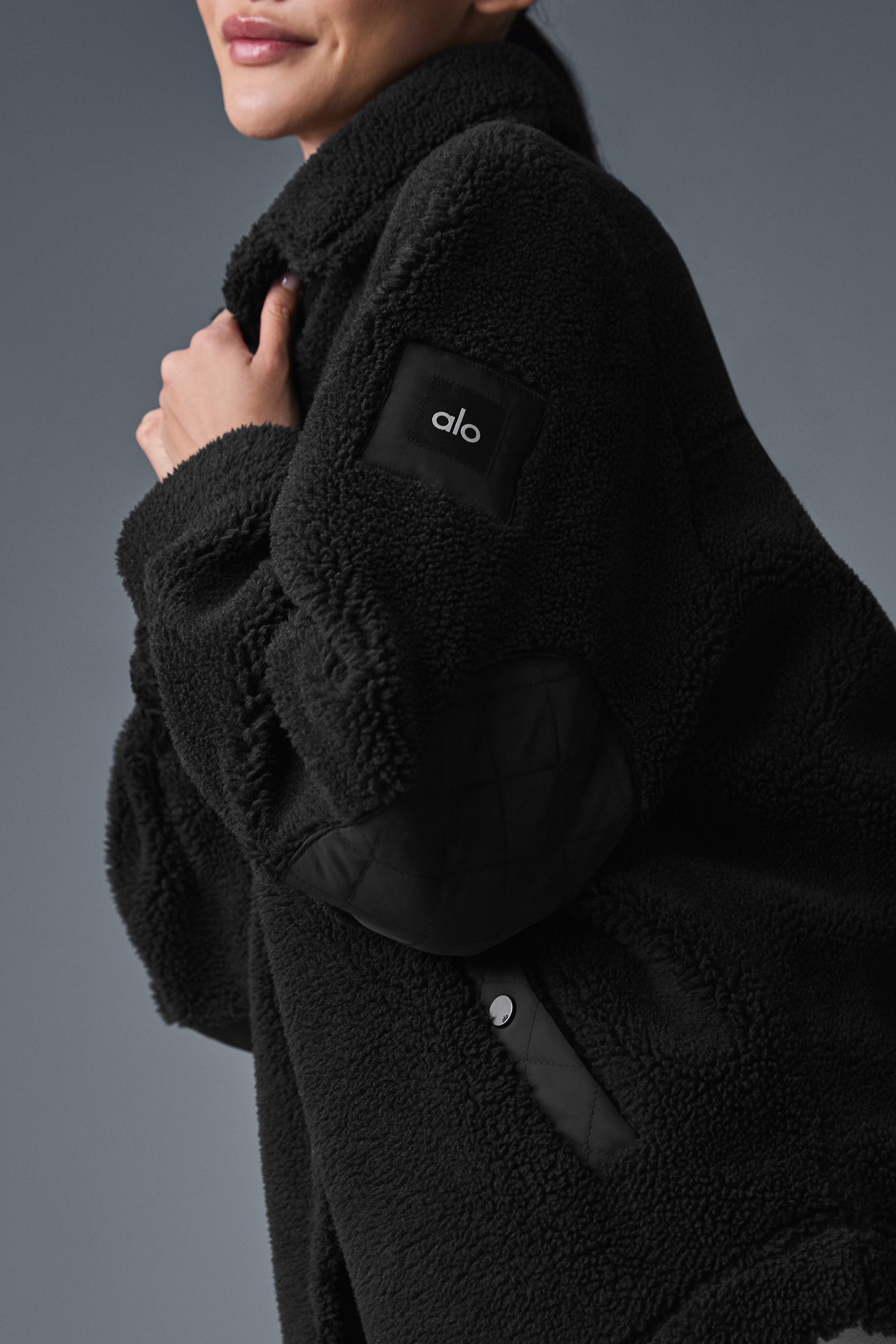 alo Sherpa Edge Shacket - Black