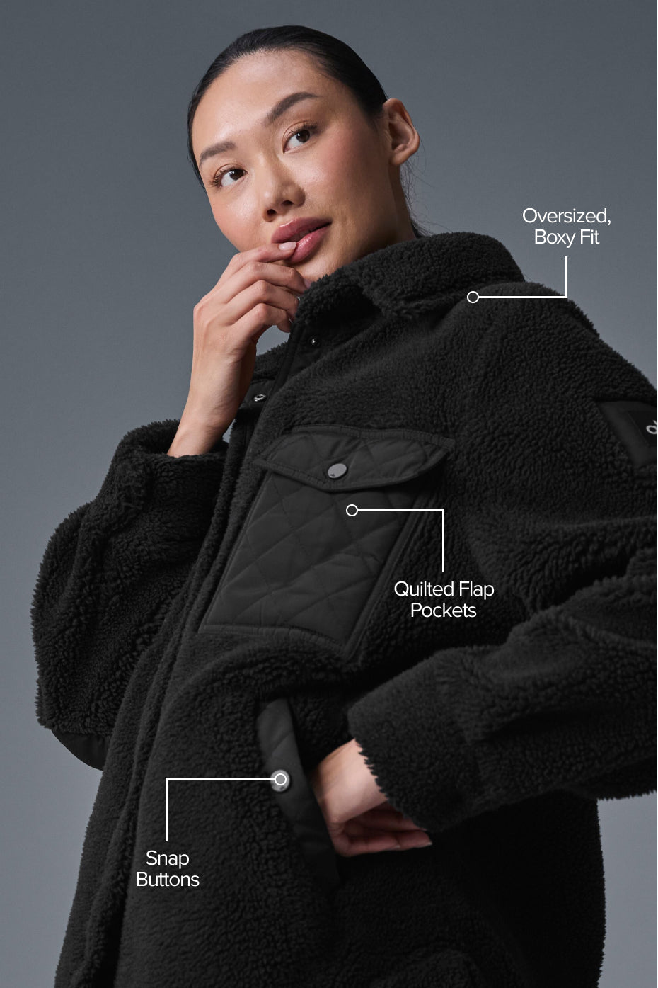 alo Sherpa Edge Shacket - Black