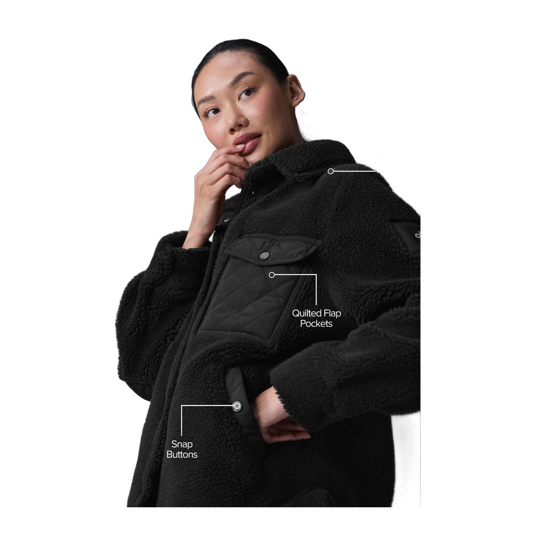 alo Sherpa Edge Shacket - Black