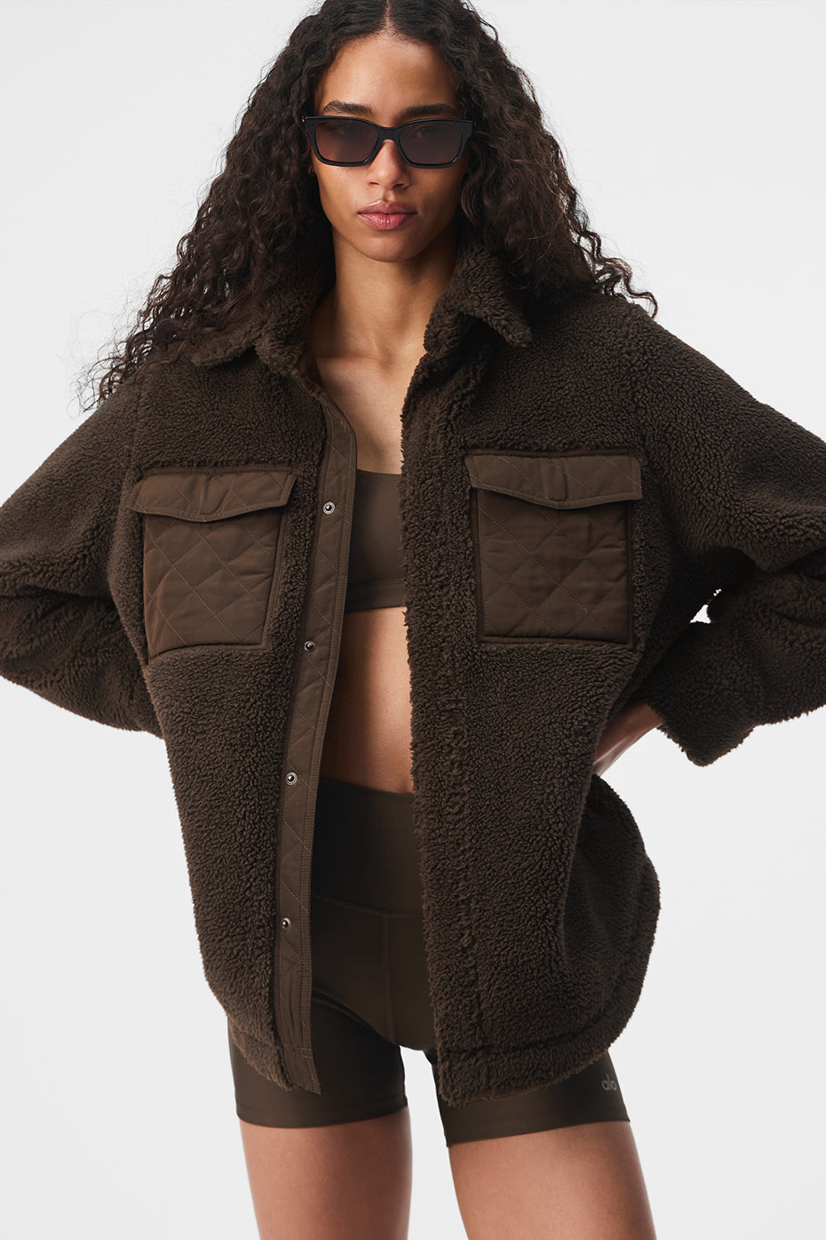 alo Sherpa Edge Shacket - Espresso