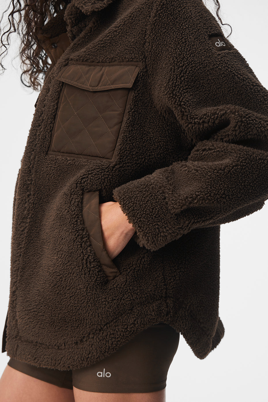 alo Sherpa Edge Shacket - Espresso