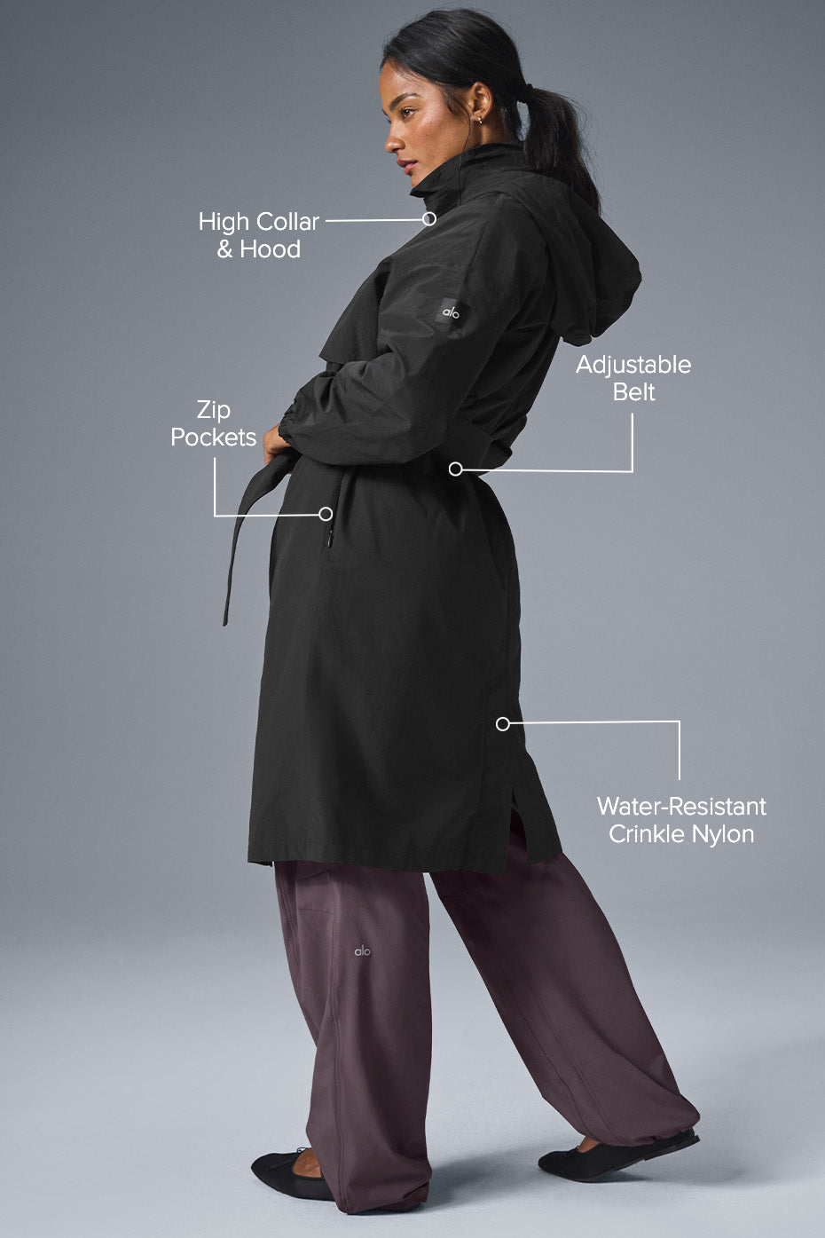 alo Crinkle On The Move Trench - Black