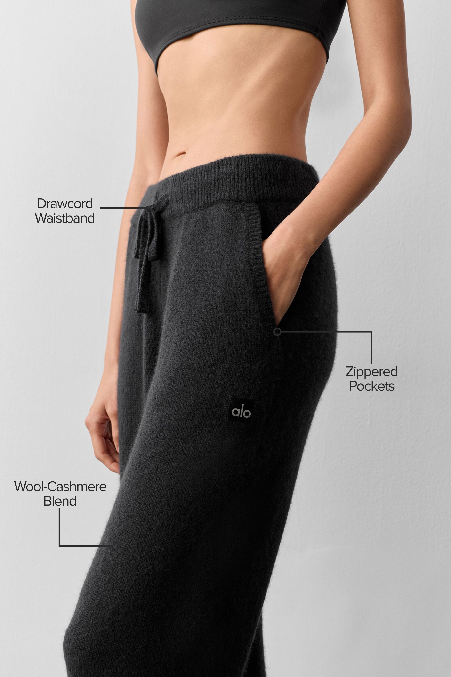 alo Wool Cashmere New Class Sweatpant - Black