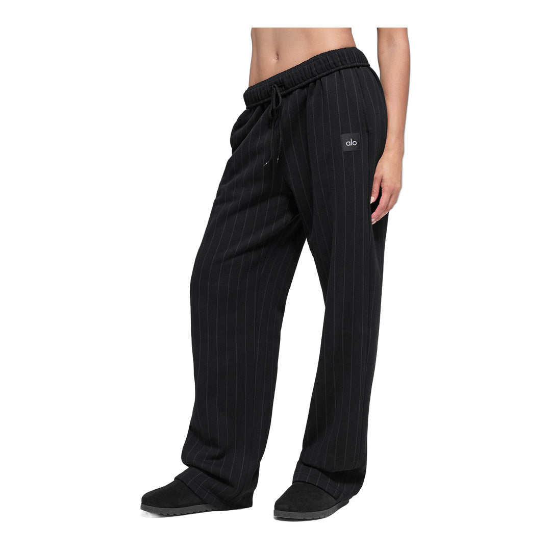 alo Pinstripe Straight Leg Sweatpant - Black Pinstripe