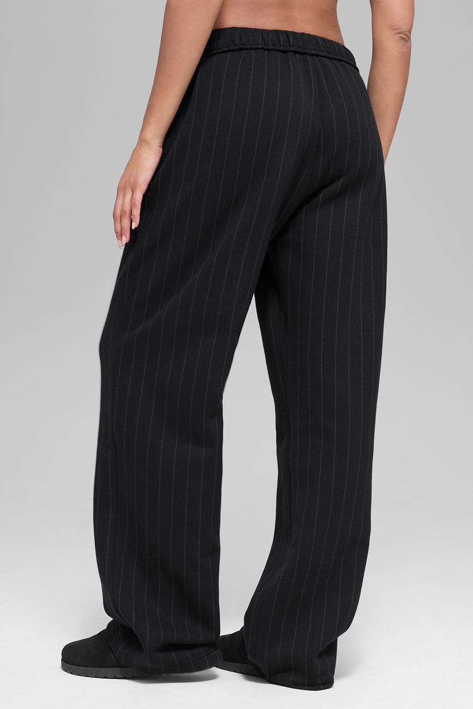 alo Pinstripe Straight Leg Sweatpant - Black Pinstripe