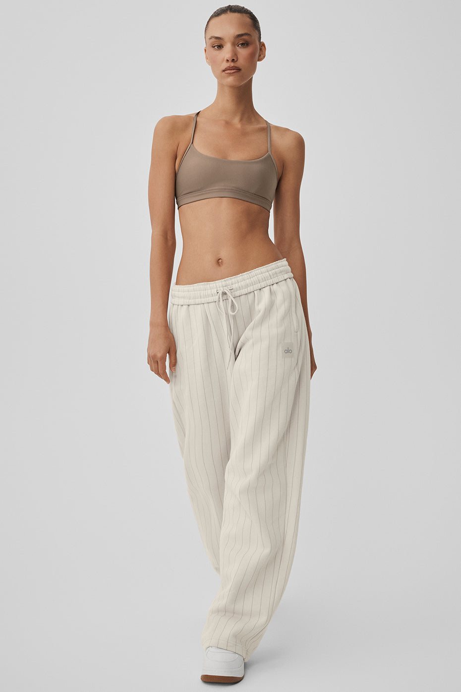 alo Pinstripe Straight Leg Sweatpant - Bone Pinstripe