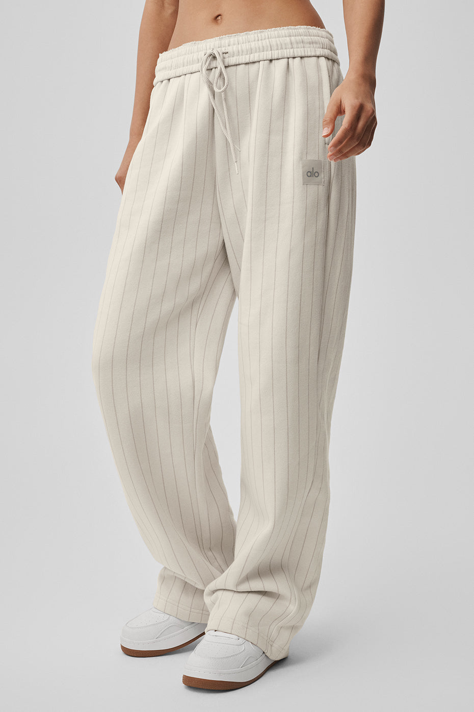 alo Pinstripe Straight Leg Sweatpant - Bone Pinstripe