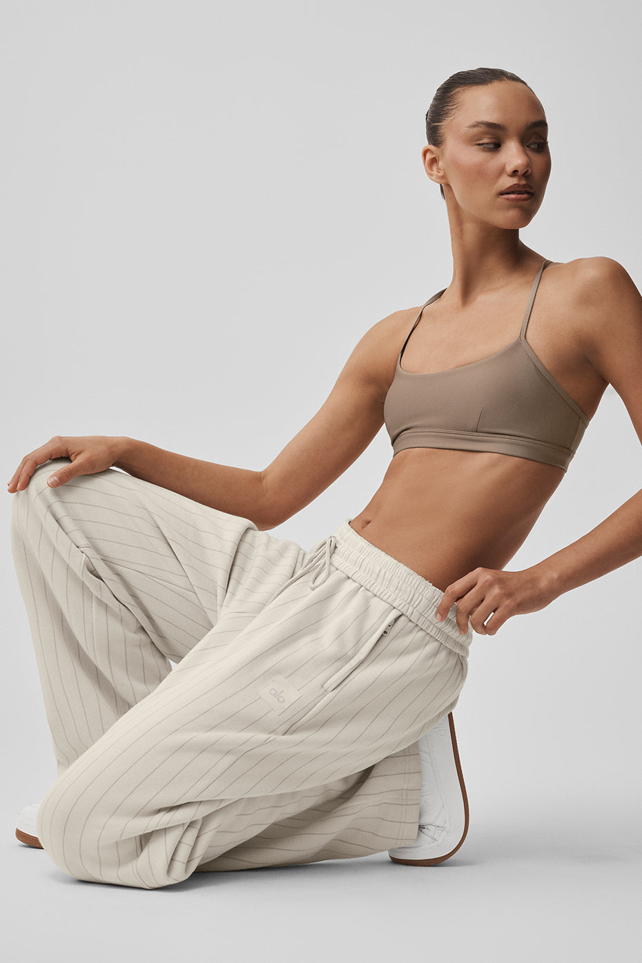 alo Pinstripe Straight Leg Sweatpant - Bone Pinstripe