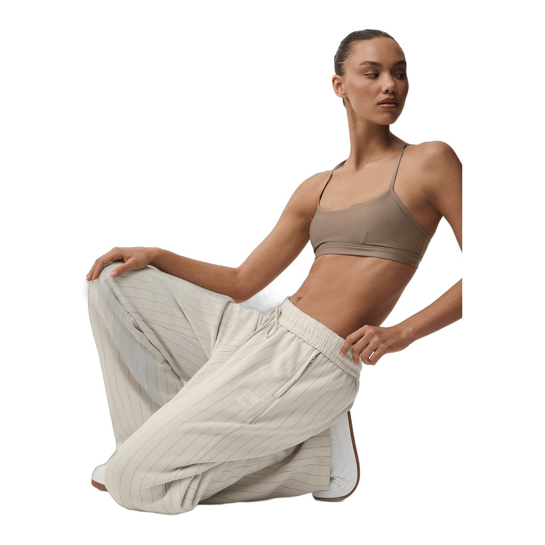 alo Pinstripe Straight Leg Sweatpant - Bone Pinstripe