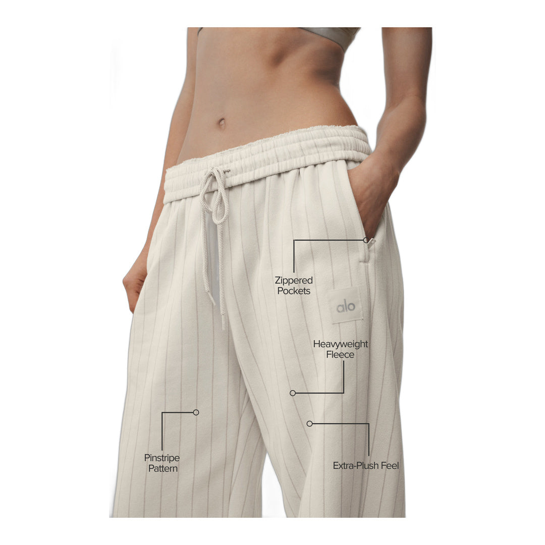 alo Pinstripe Straight Leg Sweatpant - Bone Pinstripe