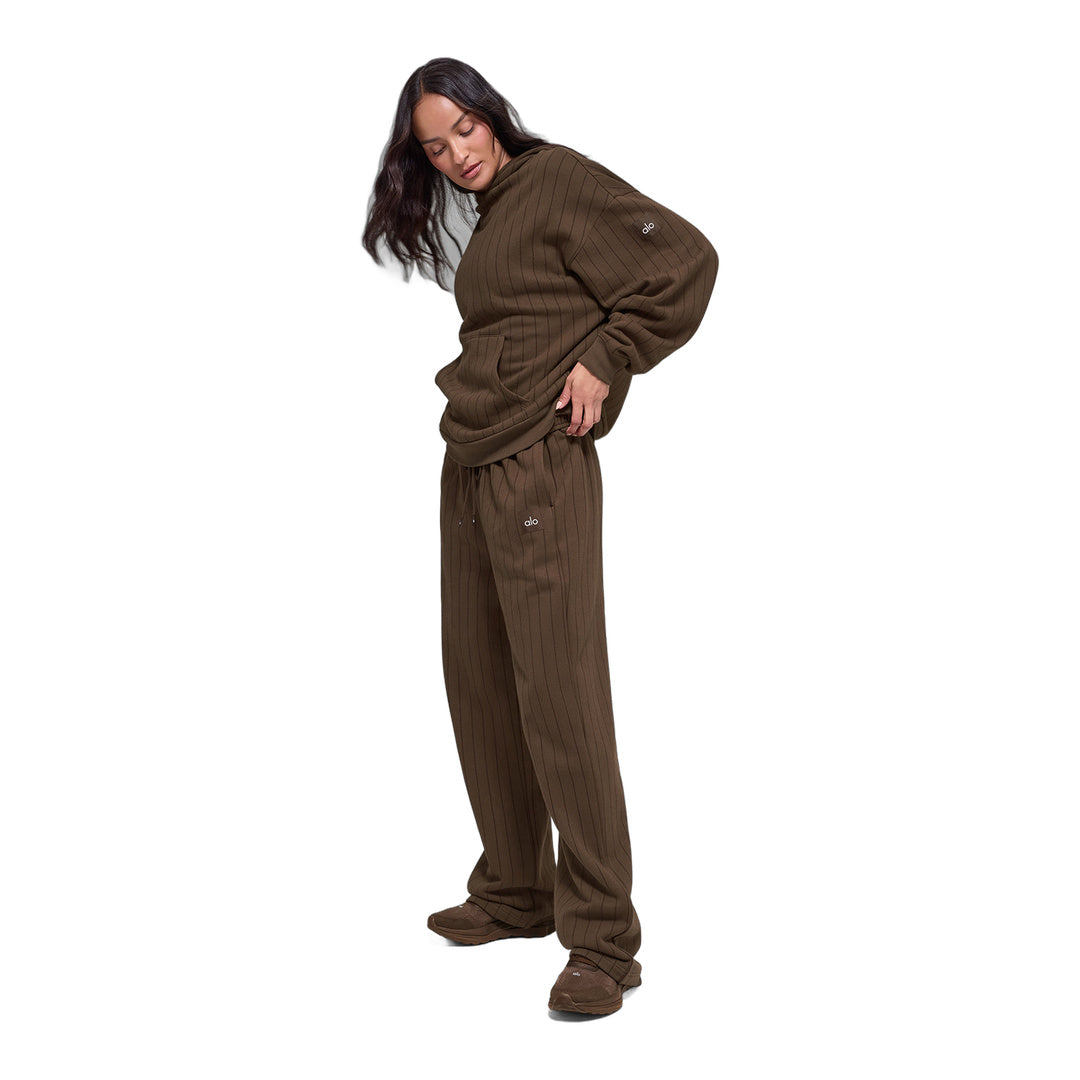 alo Pinstripe Straight Leg Sweatpant - Espresso Pinstripe