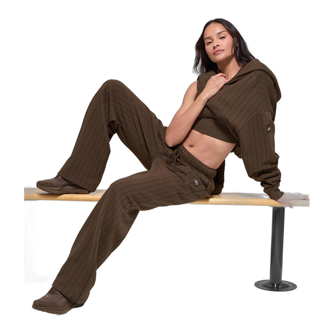 alo Pinstripe Straight Leg Sweatpant - Espresso Pinstripe
