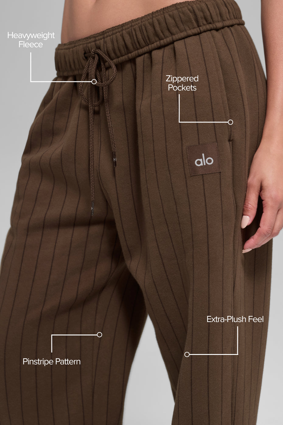 alo Pinstripe Straight Leg Sweatpant - Espresso Pinstripe
