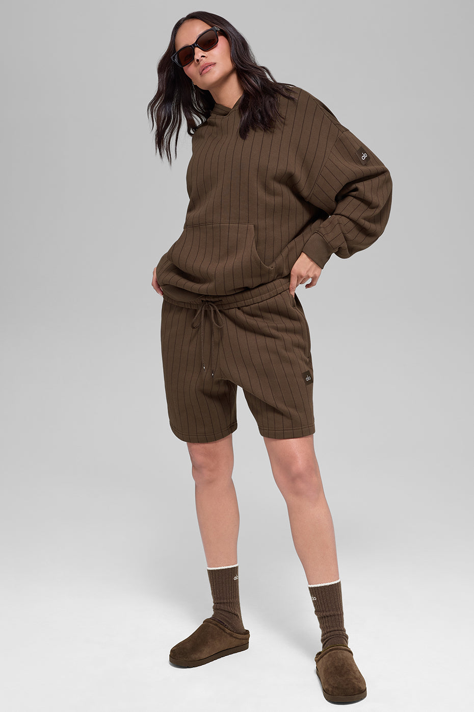 alo 7" Pinstripe Short - Espresso Pinstripe