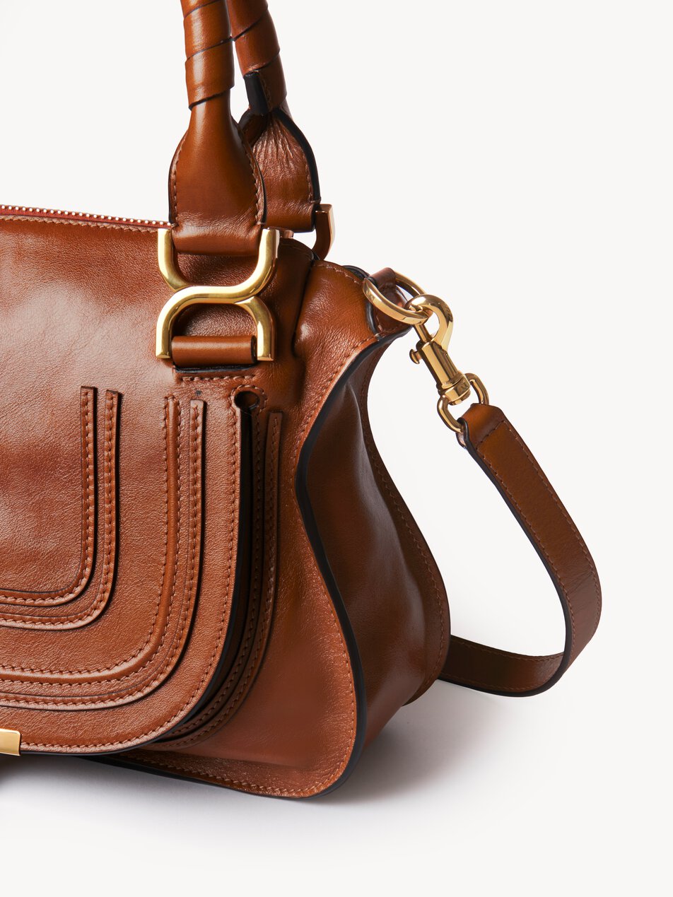 CHLOE Small Marcie bag in shiny leather Clay Brown