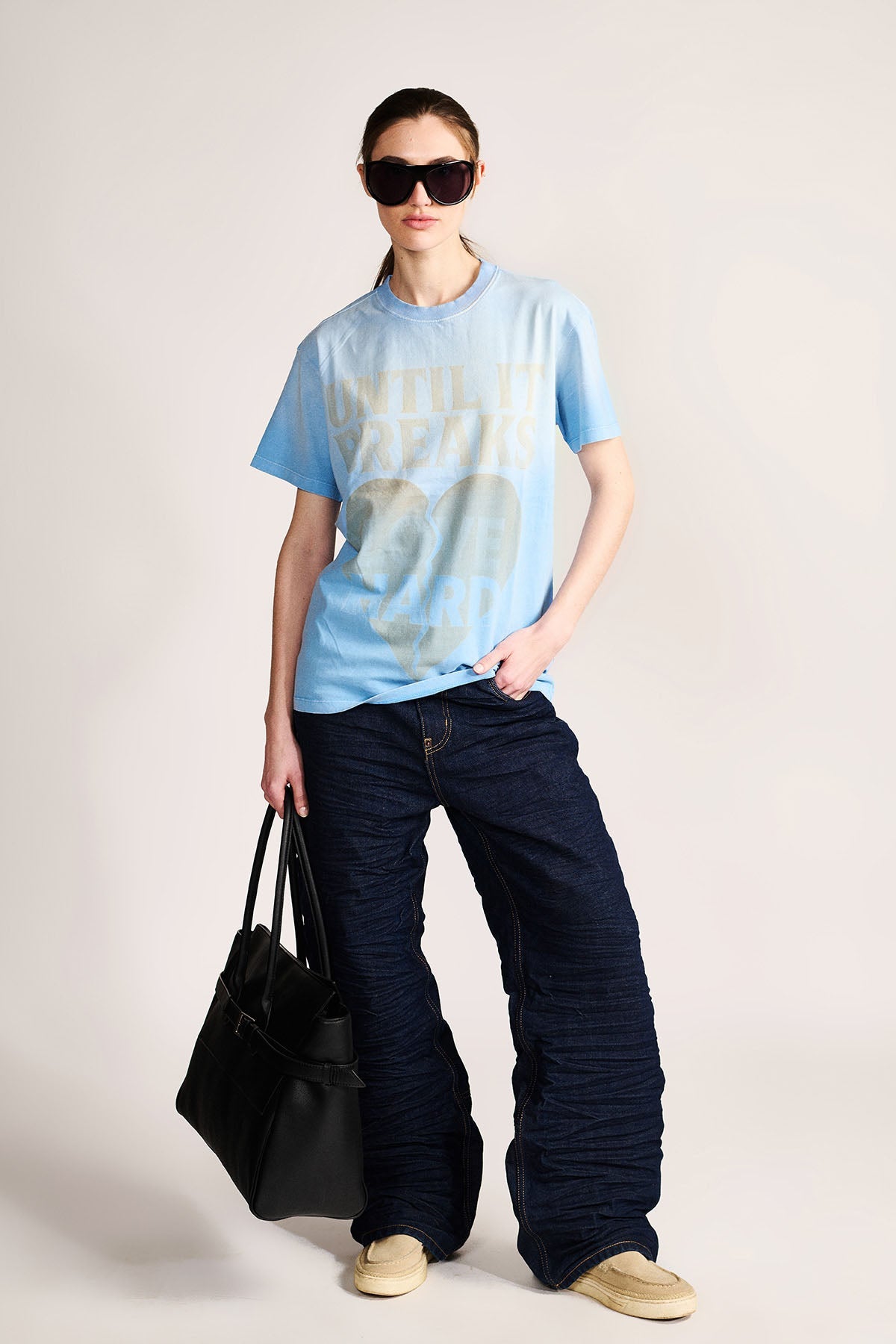 Love Hard Vintage Tee- Dust Blue