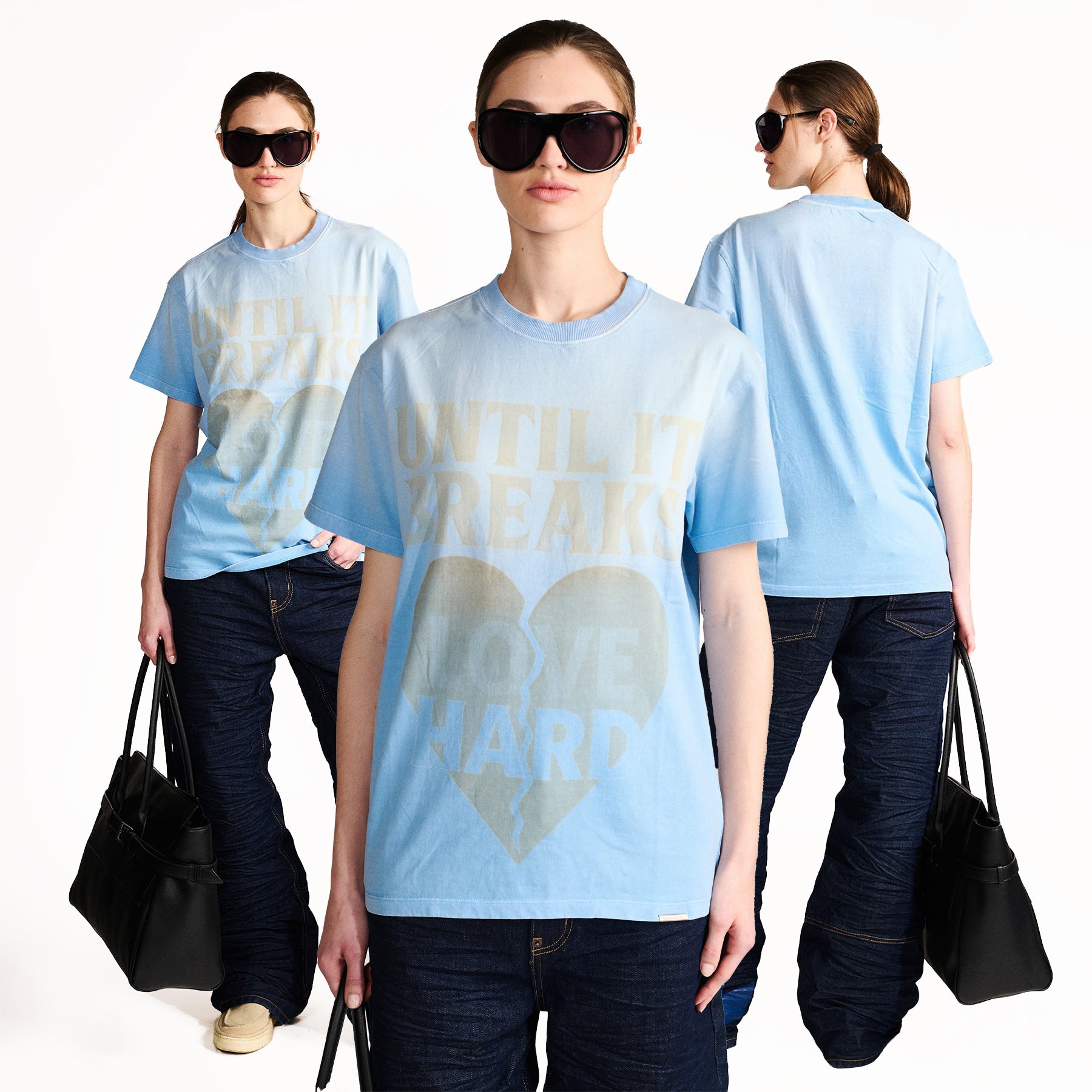 Love Hard Vintage Tee- Dust Blue