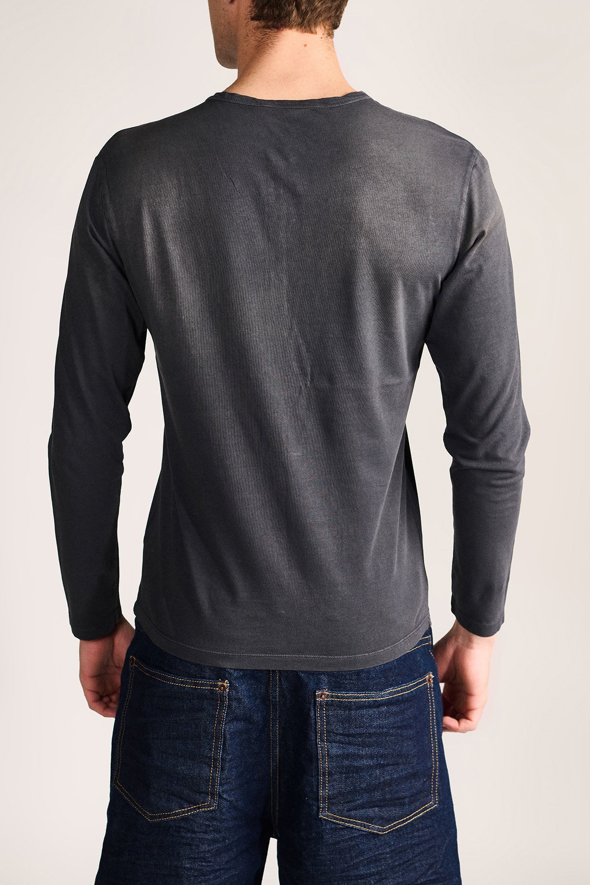 WORN BLACK HENLEY- TEE