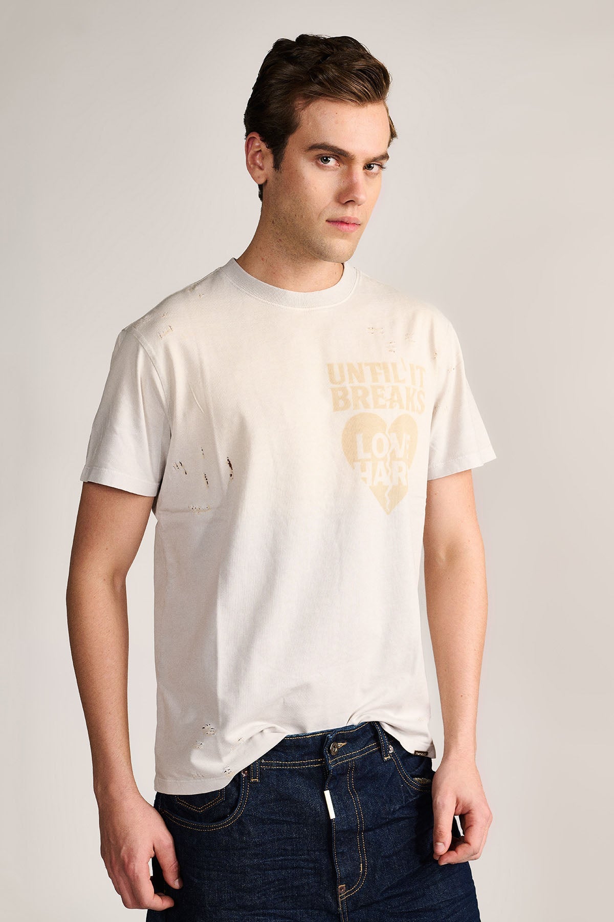 Love Hard Vintage Tee- Dust Grey