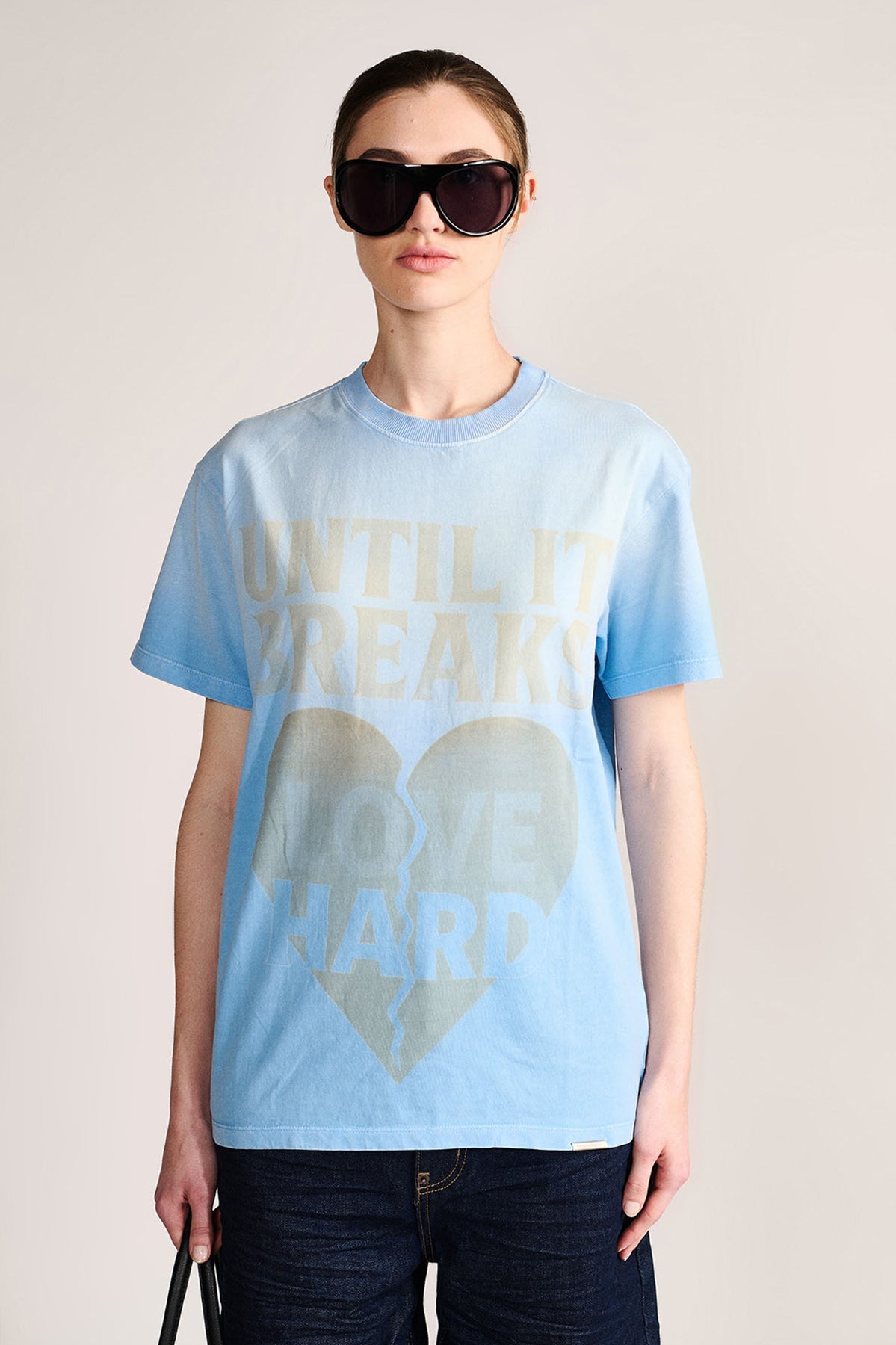 Love Hard Vintage Tee- Dust Blue
