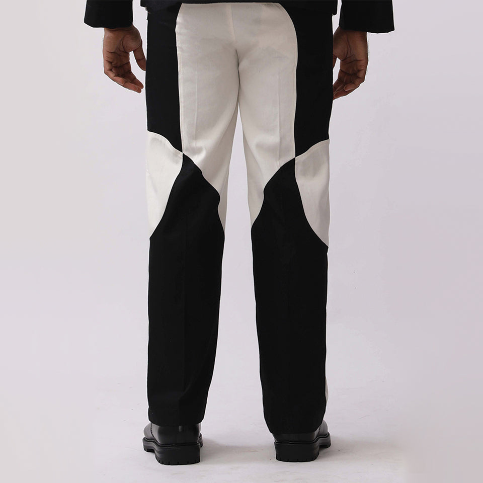 Border Panelled Trousers- Black