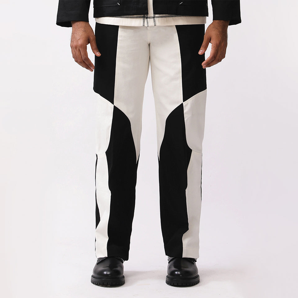 Border Panelled Trousers- Black