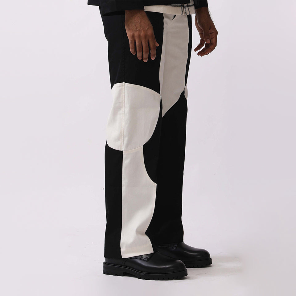 Border Panelled Trousers- Black