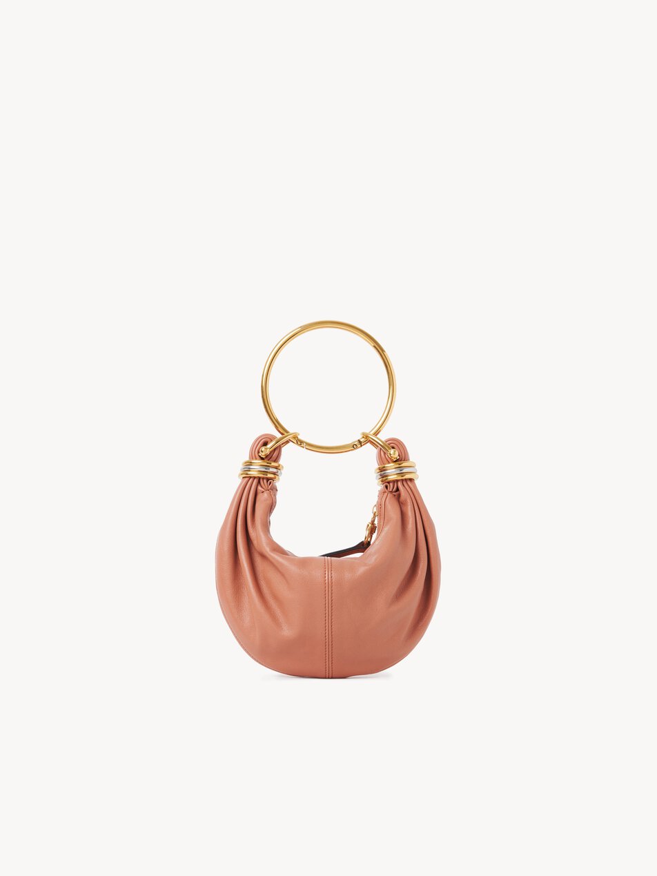 CHLOE Mini Bracelet Hobo bag in grained leather Wooden Orange