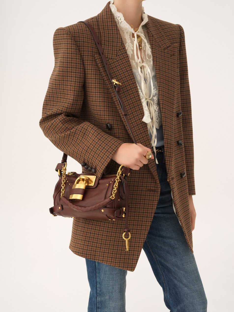 CHLOE Small Paddington chain bag in grained leather Crafty Brown