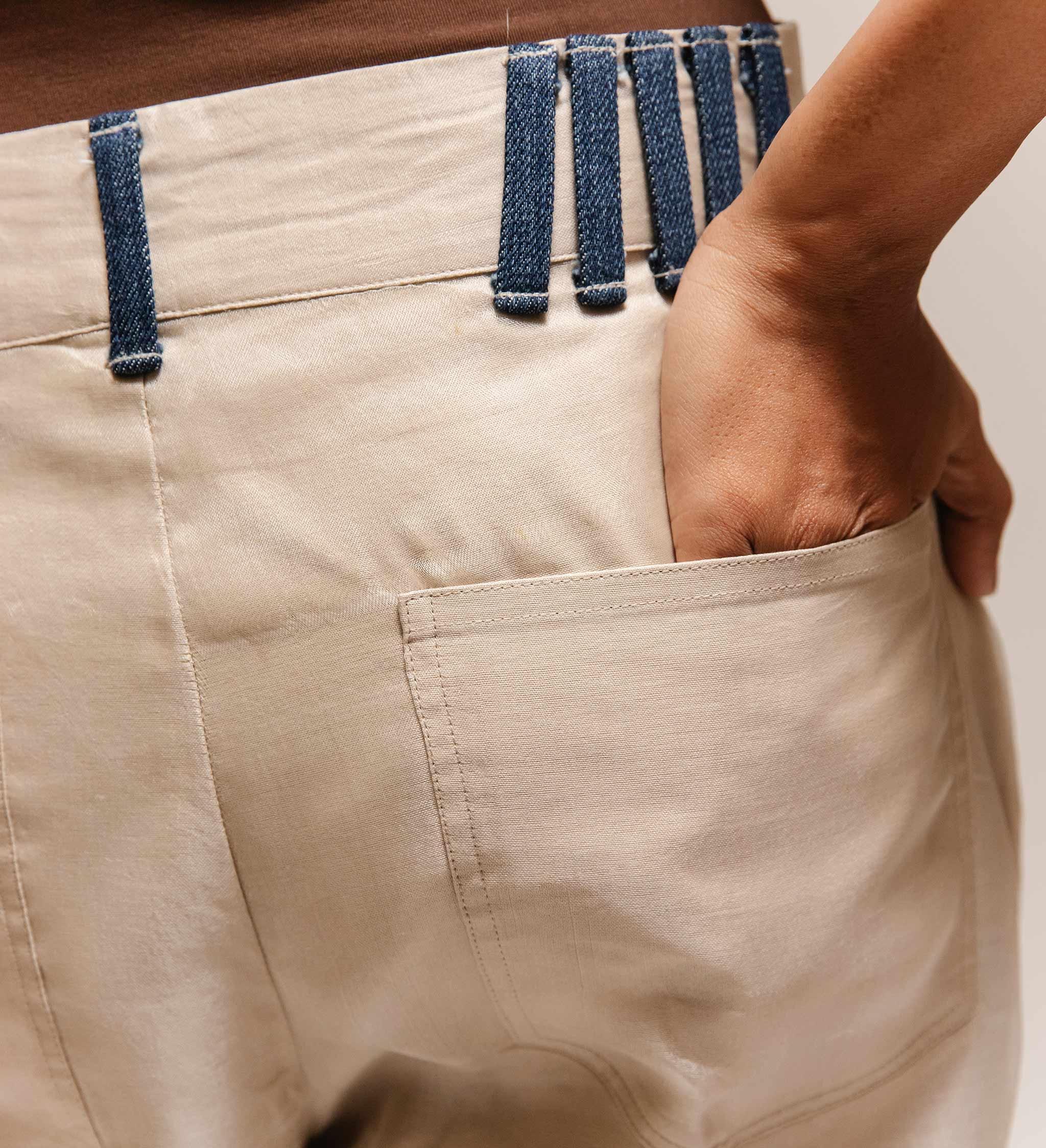 'Veil' Organza Twill Embroidered Pant