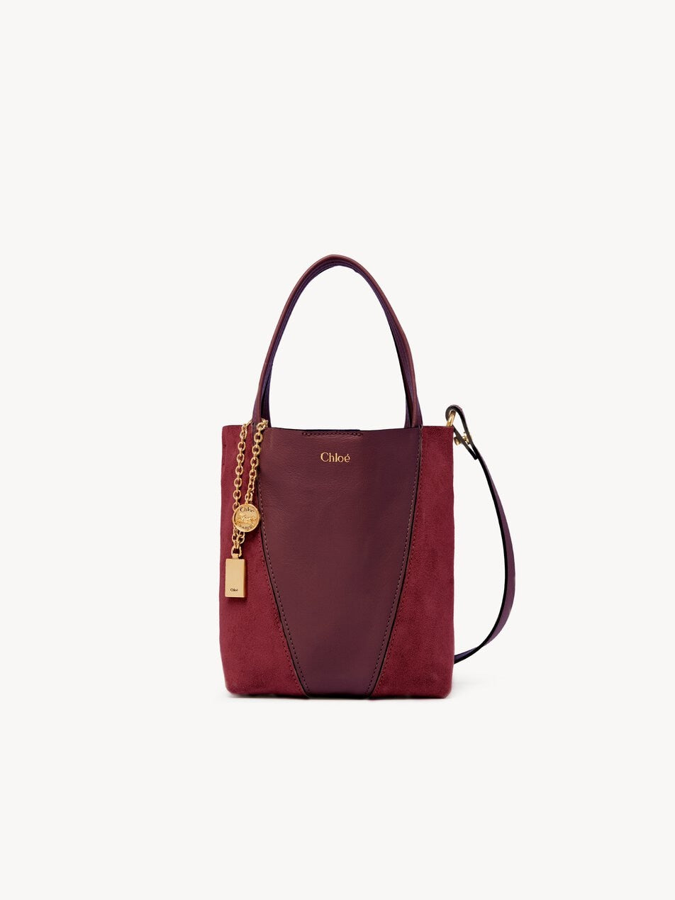 CHLOE Small Chloé Spin tote bag in suede & soft leather Burnt Red