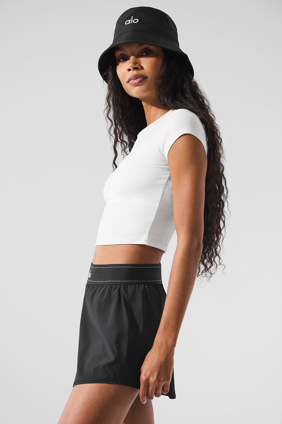 alo Alosoft Crop Finesse Short Sleeve - White