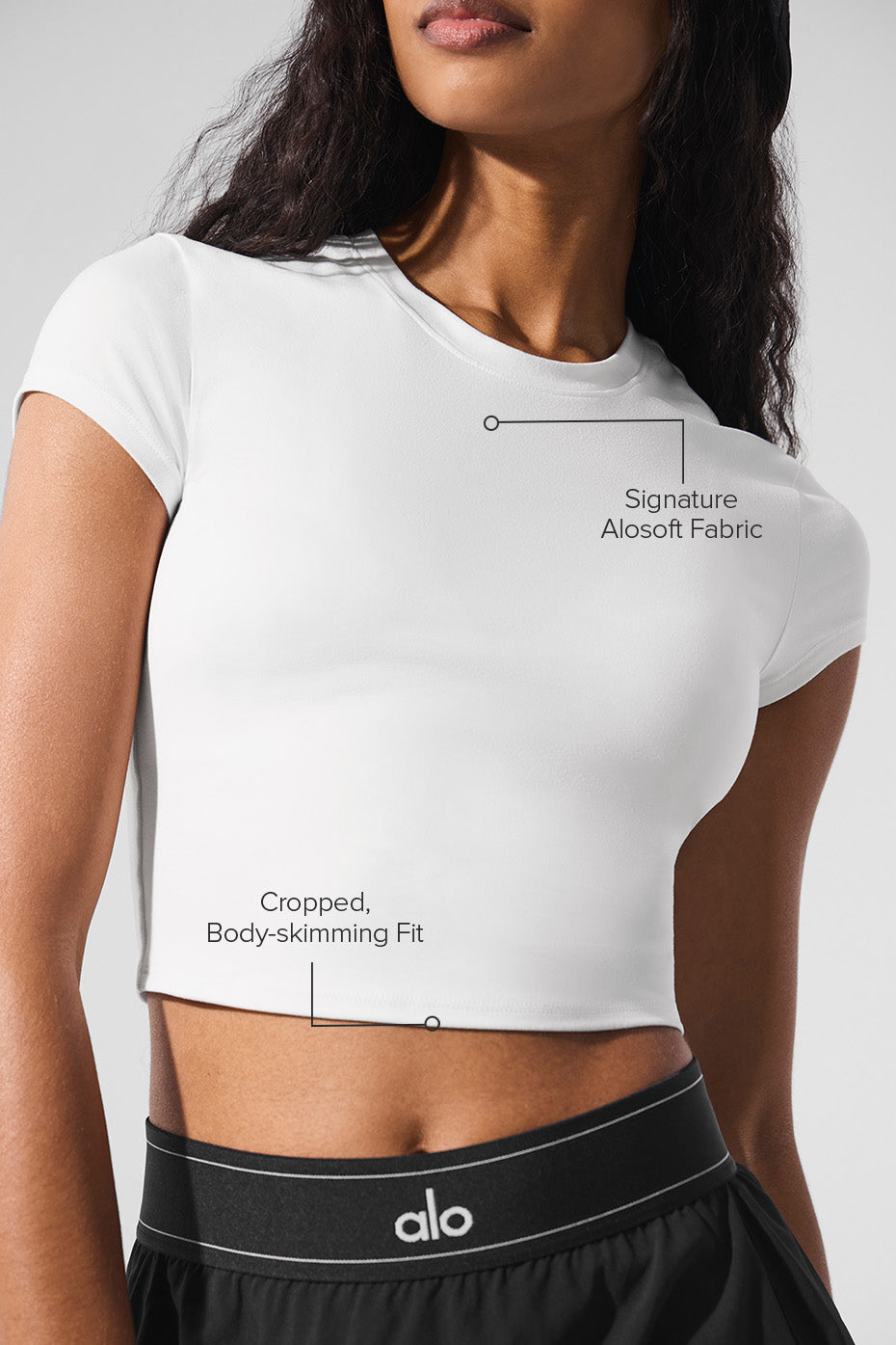 alo Alosoft Crop Finesse Short Sleeve - White