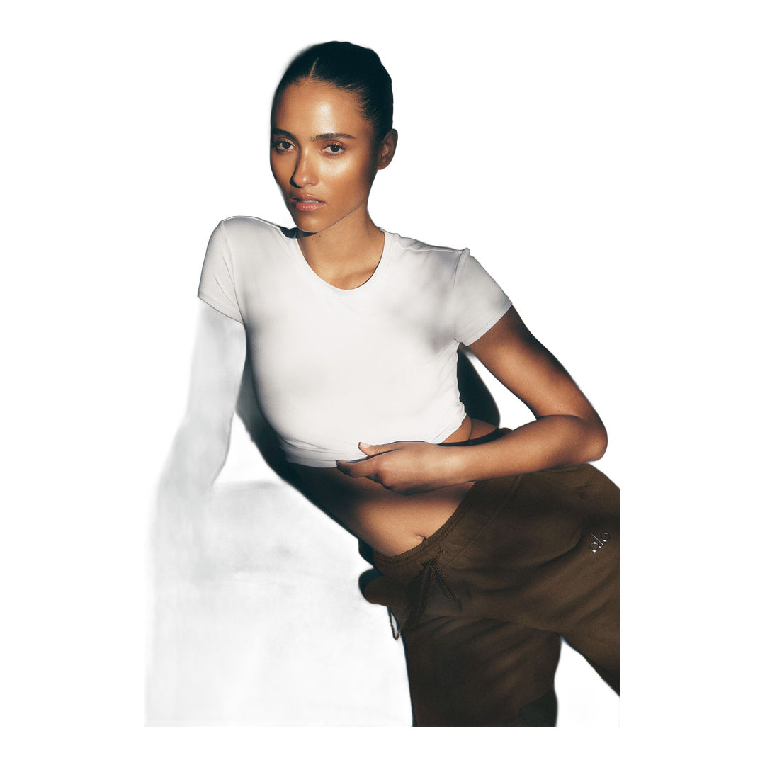 alo Alosoft Crop Finesse Short Sleeve - White