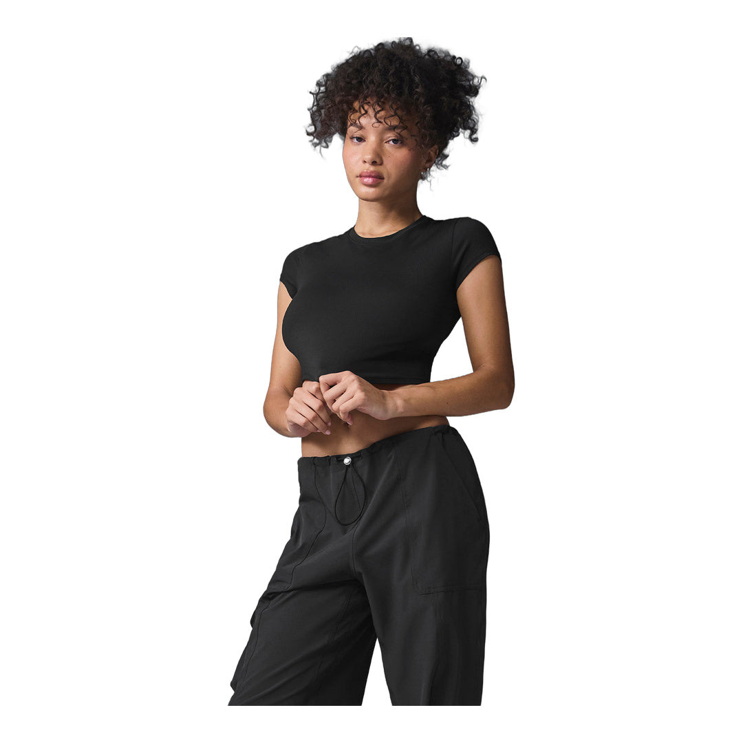 alo Alosoft Crop Finesse Short Sleeve - Black