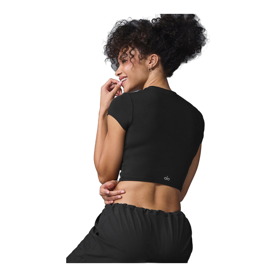 alo Alosoft Crop Finesse Short Sleeve - Black