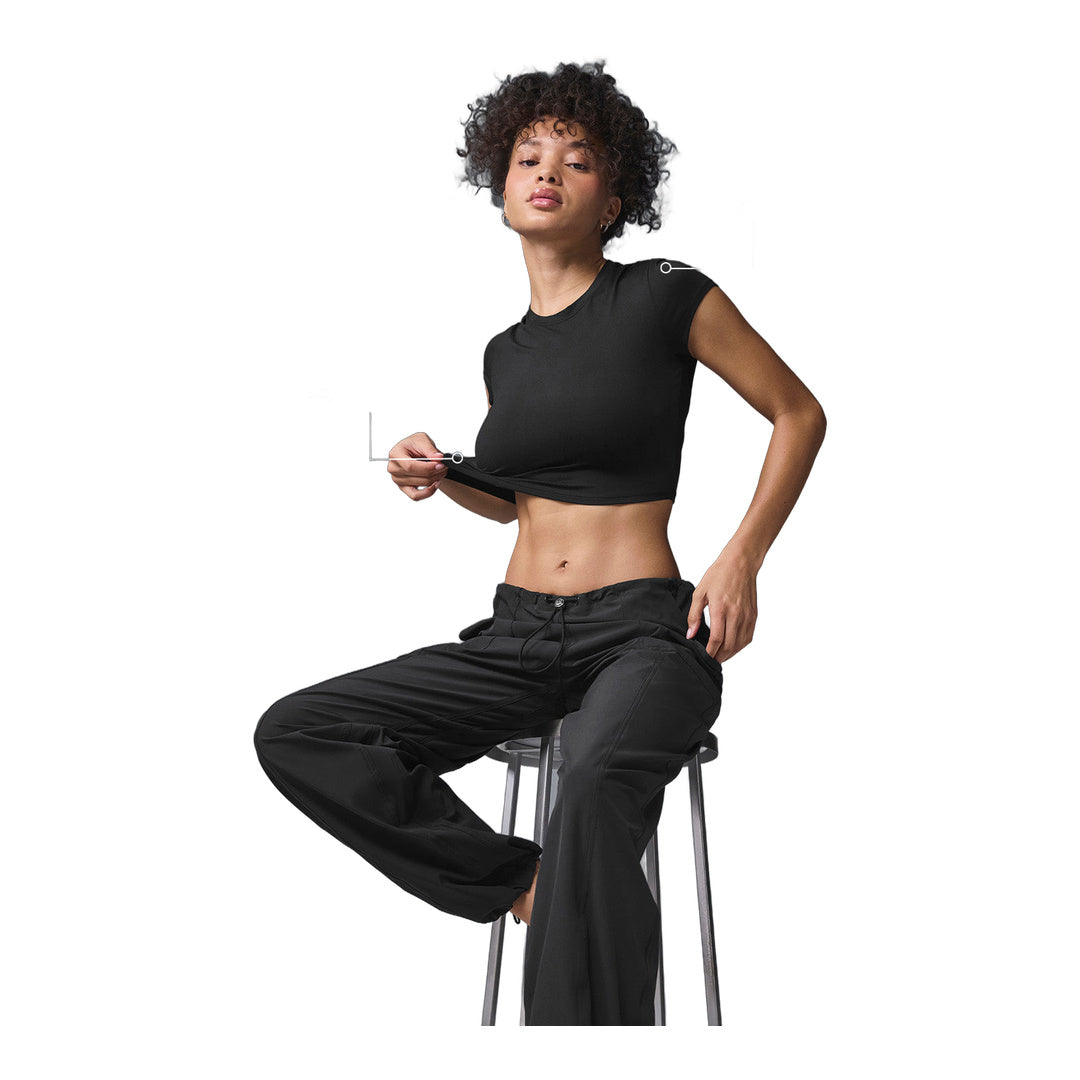alo Alosoft Crop Finesse Short Sleeve - Black